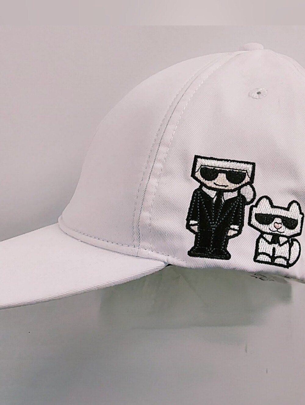 NEW Karl Lagerfeld & Chouppette Embroidered Logo White Strapback Cap Hat OS